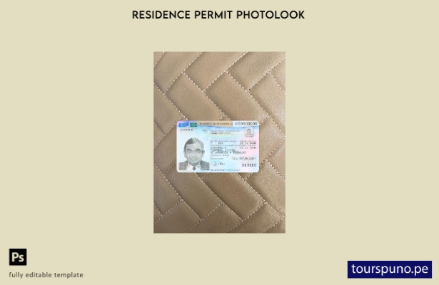 Plantilla FRONTAL lista para imprimir tarjeta de residencia de España photolook